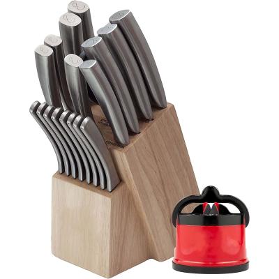 China Custom Kitchen Countertop Knife Holder Stocked Wood Cutlery With Rack for sale