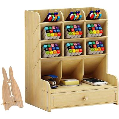 China High Quality Single Storage 3 Tier Storage Organizer Bamboo Wood Desk Stocked Desk Organizer for sale