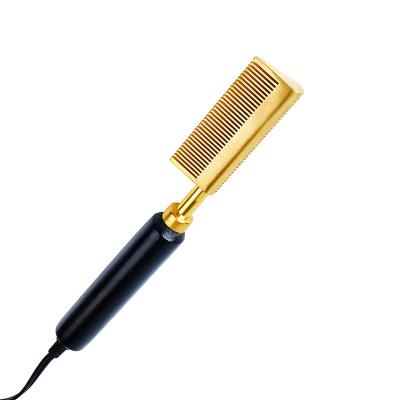 China For Home Use Amazon Selling Metal Pure Copper Comb Gold Comb Electric Straight Hair Straightening Comb for sale