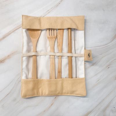 China Disposable Natural Wood Color Eco-Friendly Bamboo Cutlery Include Knife Fork Spoon Chopsticks Reusable Straws for sale