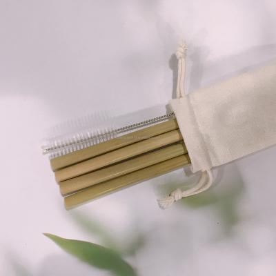 China Disposable With Pouch 100% Cotton Carry Natural Bamboo Drinking Straws With Customized Logo And Cleaner for sale