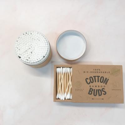 China Eco-Friendly Customized Biodegradable Bamboo Cotton Clean or Cosmetic Tool Box Ear Buds Q-Tips Disposable Cotton Swabs for sale