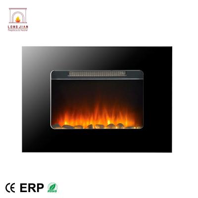 China Custom Flat Tempered Glass Indoor Mini Wall Mounted Electric Fireplace for sale