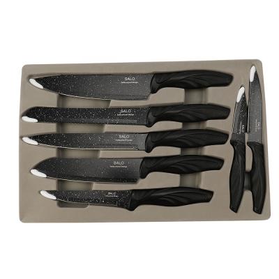 China Cheap Viable Plastic Nonstick Marble Coating Handle Stainless Steel Cutlery Kitchen Knife Set for sale