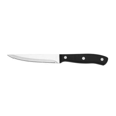 China Useful And Hot Selling Steak Viable Black POM Handle Knife With Serrated Sharp Blade for sale