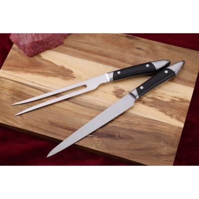 China Durable ABS Forged Sharp Handle Stainless Steel Blade Good Quality Kitchen Carving Knife and Fork Set for sale