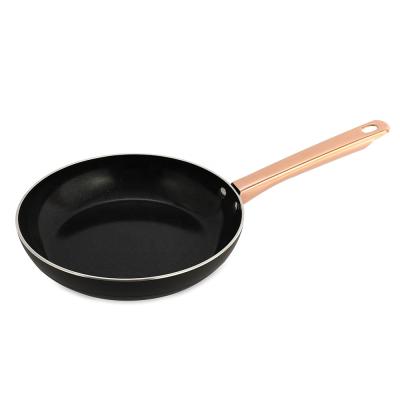 China Sustainable Aluminum Press Frying Pan With Rose Gold Handle And Premium Ceramic Coating for sale