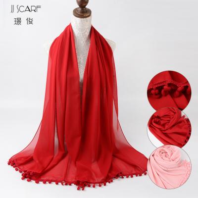 China 2021 New Design Chiffon Pure Color Arab Muslim Women's Main Scarf for sale