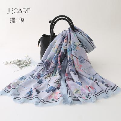 China Polyester 2020 Summer New Fashion Printed Scarf Seaside Sun Protection Scarf For Women for sale