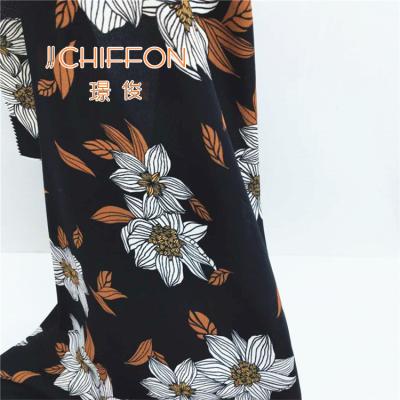 China Flower Printing Moss Crepe Chiffon For Clothes Anti-static 75D 2400T Fancy Fabric for sale