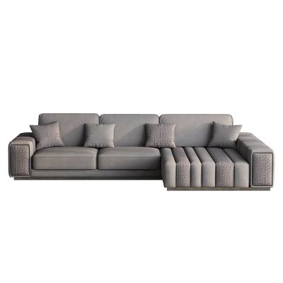 China Italian George Italian Style Villa Luxury High End Living Room Leather Fabric Sofa Combination for sale