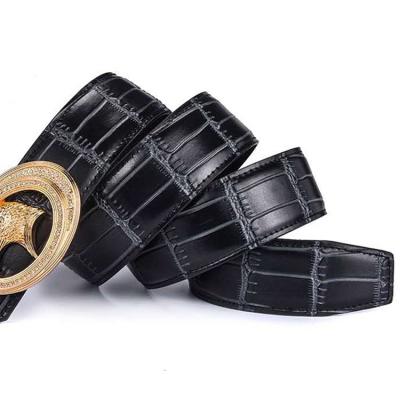 China Cowhide Cowhide Leather Men Dress Belt Crocodile Belt Rhinestone Buckle Cowhide Leather Belt for sale