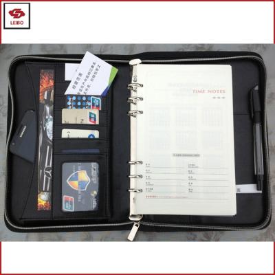 China Leather Hardcover A4 A5 A6 Loose-leaf Diary Pen Holder Sorting Case Pocket Document Zipper Closure PU Cover Agenda Leather Diary Notebook for sale