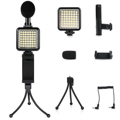 China Mini Selfie Mobile Phone Lighting Led Video Light Kit Streaming Microphone Kit Tripod Vlogging Kit for sale