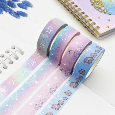 China Waterproof Colorful Custom Printed Japanese Paper Washi Tape , Silver Gold Washi Tape Holographic Foil for sale