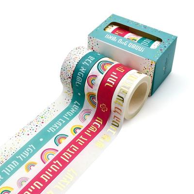 China Custom Printed Waterproof Gold Colored Metallic DIY Craft Gold Foil Washi Tape for sale