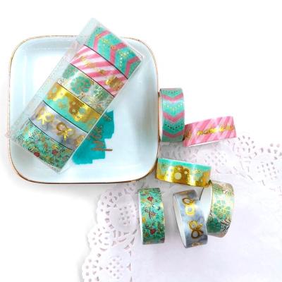 China Waterproof Popular Cheap Silver Gold Foil Custom Washi Tape With Top Stickers for sale