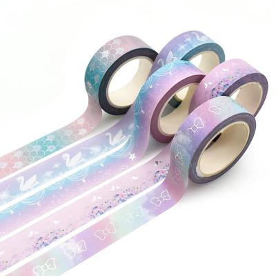 China Waterproof Custom Printed Silver Foil Washi Flashing Tape For Gift Wrapping for sale