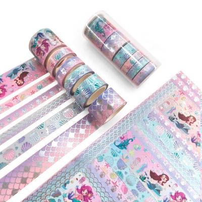 China Decorative Adhesive Waterproof Stationery Scrapbooking Washi Tapes, Rainbow Laser Hologram Foil Washi Tape for sale