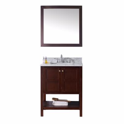 China 30 Inch Carrara Nature Bathroom Vanity Walnut Ceramic Sink Vanity Top To Contemporary Marble Wood Floor for sale