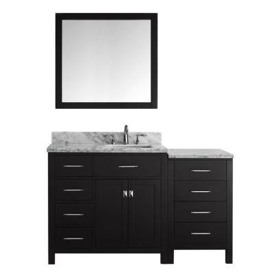 China 60 Inch Contemporary Wood Floor Bathroom Vanity Natural Carrara Marble Top w/under Mounted Ceramic Sink Vanity for sale