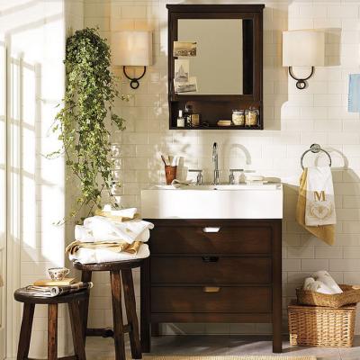 China Durable Rustic Wooden Bathroom Mirror Cabinet Bathroom Furniture Wooden Cabinet YX-C0107 for sale