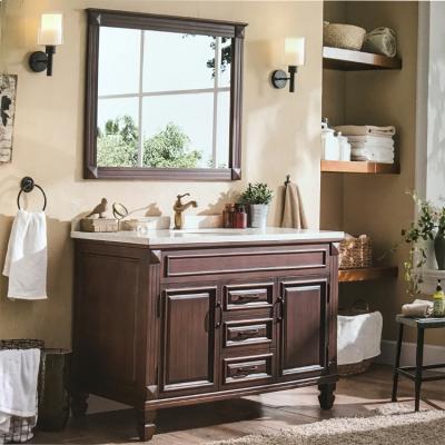 China Rustic American Floor Mounted Rustic I Shaped Bathroom Vanity Cabinet Vanity YXL-6002-II for sale