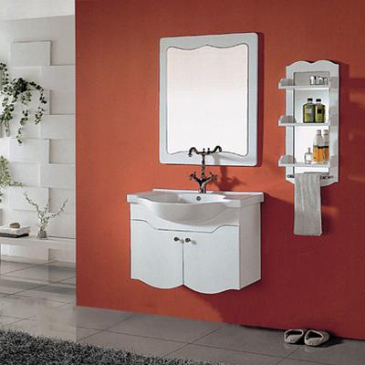 China Modern Environmental White PVC Basin Cabinet Wall Shelf With Glass Design Bathroom China YX-CP1010 for sale