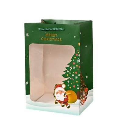 China Hotsale Recycled Materials Customized Logo PVC Window Christmas Paper Bags Gift Apple Candy Or Gift Packing Bags for sale