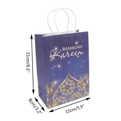 China Hot Sale Reused Ramadan Kraft Paper Bags Muslim Eid Mubarak Gift Packaging Bags With Logo Printing custom materials for sale