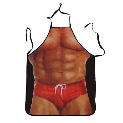 China 3D Personality Handsome Male Muscle Apron Bikini Kitchen Apron Sexy Party Cooking Waterproof Funny Adult Aprons for sale