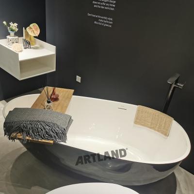 China Stone Material Eco-friendly Solid Surface Bathtubs Black Luxury Bathtub Toilet Bathtub for sale