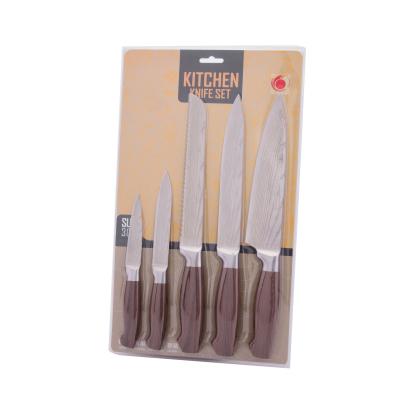 China Viable Fast Delivery Laser Damascus Bars Kinfe Chef Kitchen Knife Set 5 Pcs Kitchen for sale