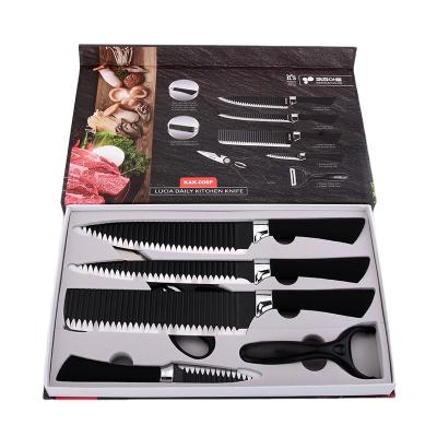 China Sustainable Factory Price Stainless Steel Kitchen King 6 Pieces Kitchen Knife Set With Gift for sale