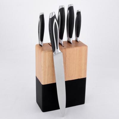 China Sustainable Factory Selling Kitchen Accessories Knife Set Cooking Stainless Steel Knife Set Wooden Block for sale