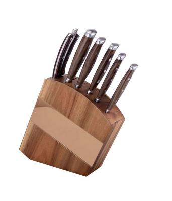 China Sustainable High Quality 7 Pcs Stainless Steel Kitchen Knife Set With Wooden Block for sale