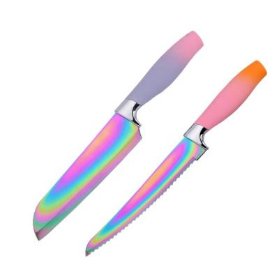 China Sustainable New Design Stainless Steel 6 Piece Fancy Kitchen Knife Set With PP Handle for sale