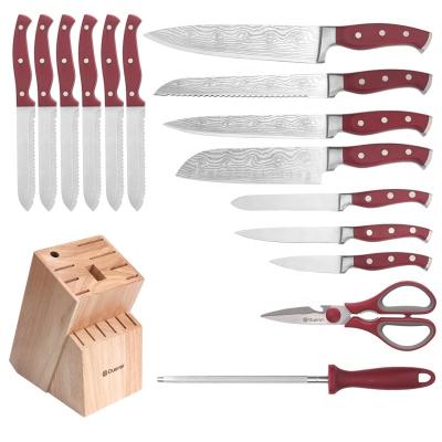 China Professional Factory OEM Stainless Steel 16 Pieces Stainless Steel Kitchen Knives Set With Wood Rack for sale