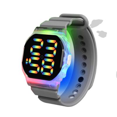 China 2021 Latest Day/Date Mens Sports LED Watch Button Rainbow Digital Display Silicone Digital Watch for sale