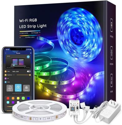 China Wholesale 5050LED Indoor Outdoor Light Strip Set WIFI Smart Strip Lights 24 Key APP IP65 DC12V Colorful Waterproof Sockets In for sale