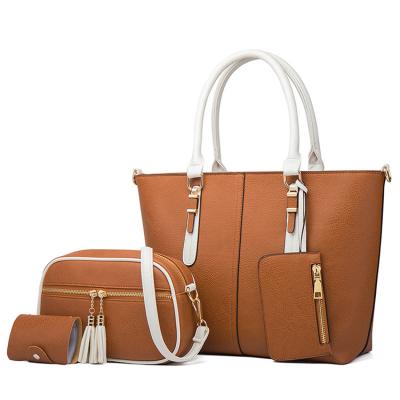 China Eg202 Fashion 2022 Trend PU Leather High Quality Shoulder 4pc Bag Set Ladies 4 Pieces In 1 Women Handbags for sale