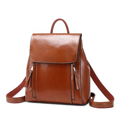 China New Fashion EGL002 Waterproof Wholesale Oil Wax Custom Genuine Leather Backpack Women for sale