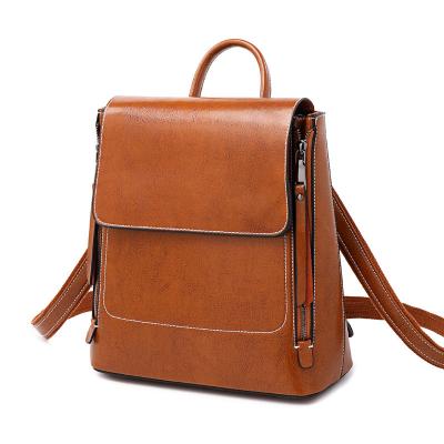 China EGL008 Logo Ladies Custom Casual Leather Backpack Vintage Leather Backpack Women for sale