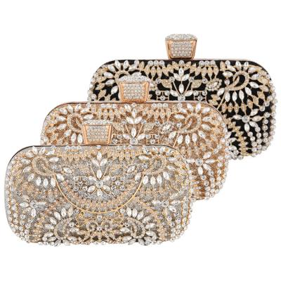 China N542 party evening purse clutch bag diamond rhinestone pearls beaded wedding purse frame clutch bag luxury bridal evening clutches for sale