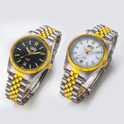 China Men Two Tone Colors Self-Winding Luminous Sliver Gold Hands Watch for sale