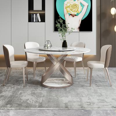 China Easy Clean Luxury Style Round Shape Rock Slate Table Rectangle Dining Table Home Kitchen Marble Top Furniture for sale