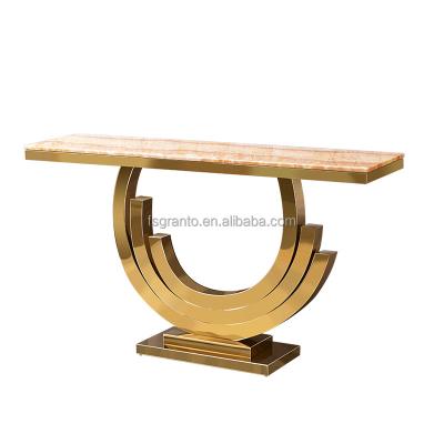 China Stainless Steel Adjustable Promotional Furniture Hotel Use Indoor Marble Table Top (Other) Console Table for sale