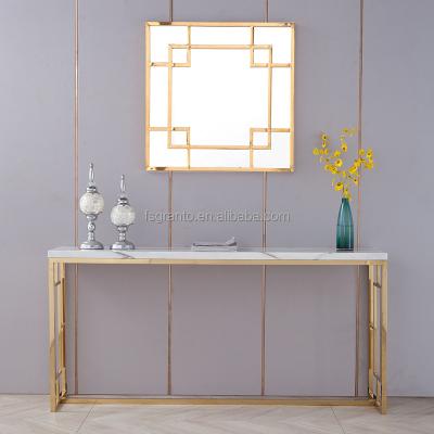 China Gold Stainless Steel Marble Top Console Table (Other) Beautiful Hallway Adjustable Wholesale Indoor Furniture for sale