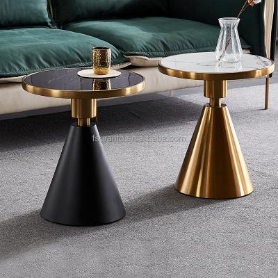 China (Other) high quality adjustable white coffee table set stainless steel modern home furniture round tea table for sale