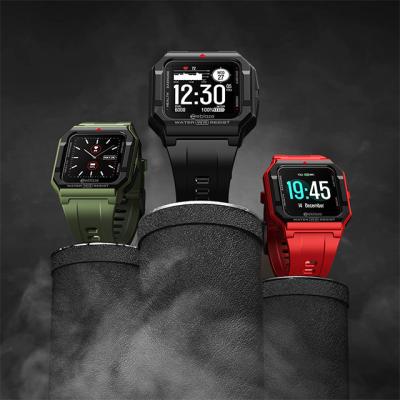 China 2021 New APP Control Hot Sale Three Waterproof IP68 Waterproof Military Green Electronic Watch Sports Outdoor Smart Watch for sale